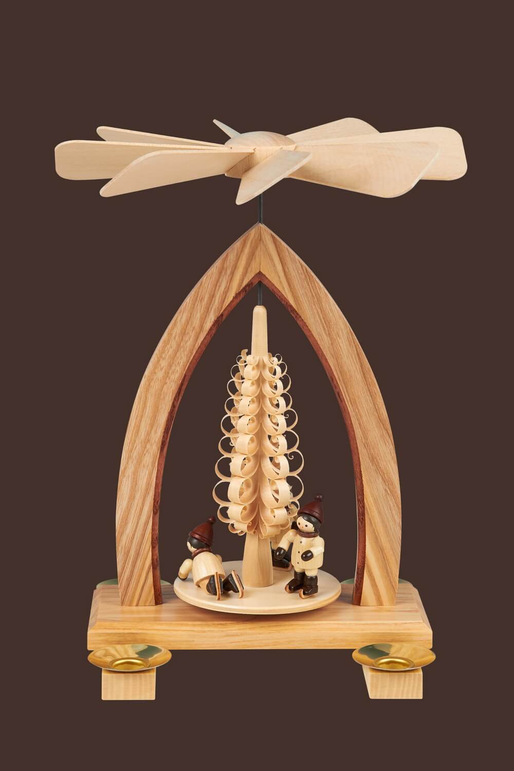 Weihnachtspyramide mit Eisläufer, natur, 26 cm, Heinz Lorenz Olbernhau/ Erzgebirge_Bild2