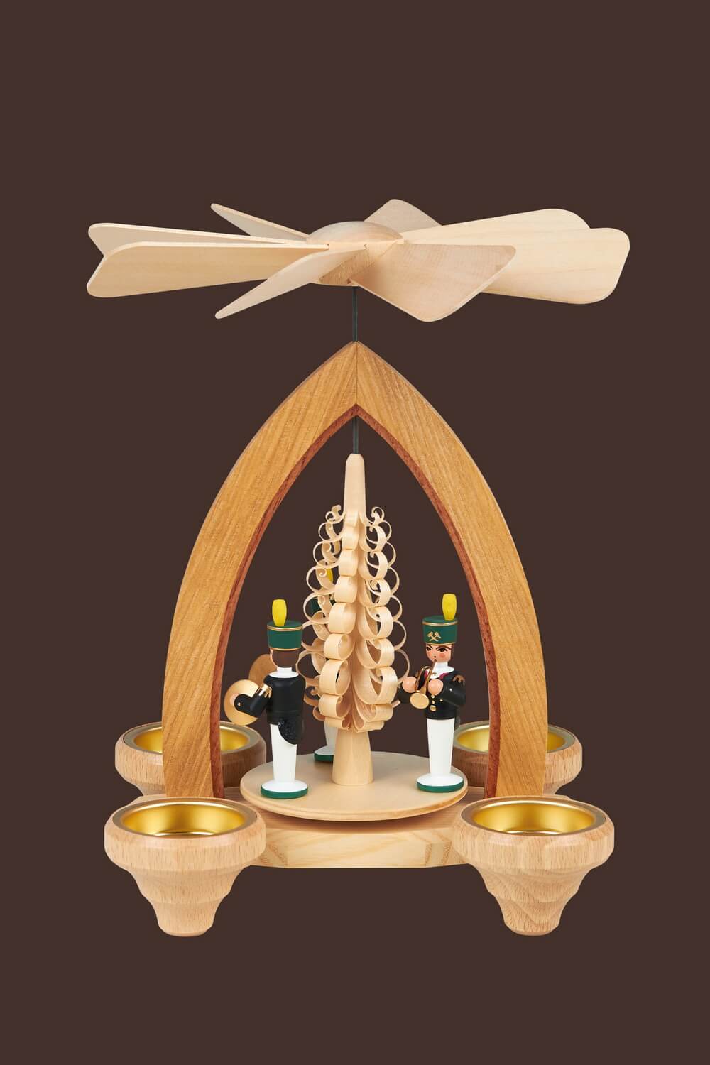 Christmas pyramid for tea lights miners, coloured, 26 cm by Heinz Lorenz_2