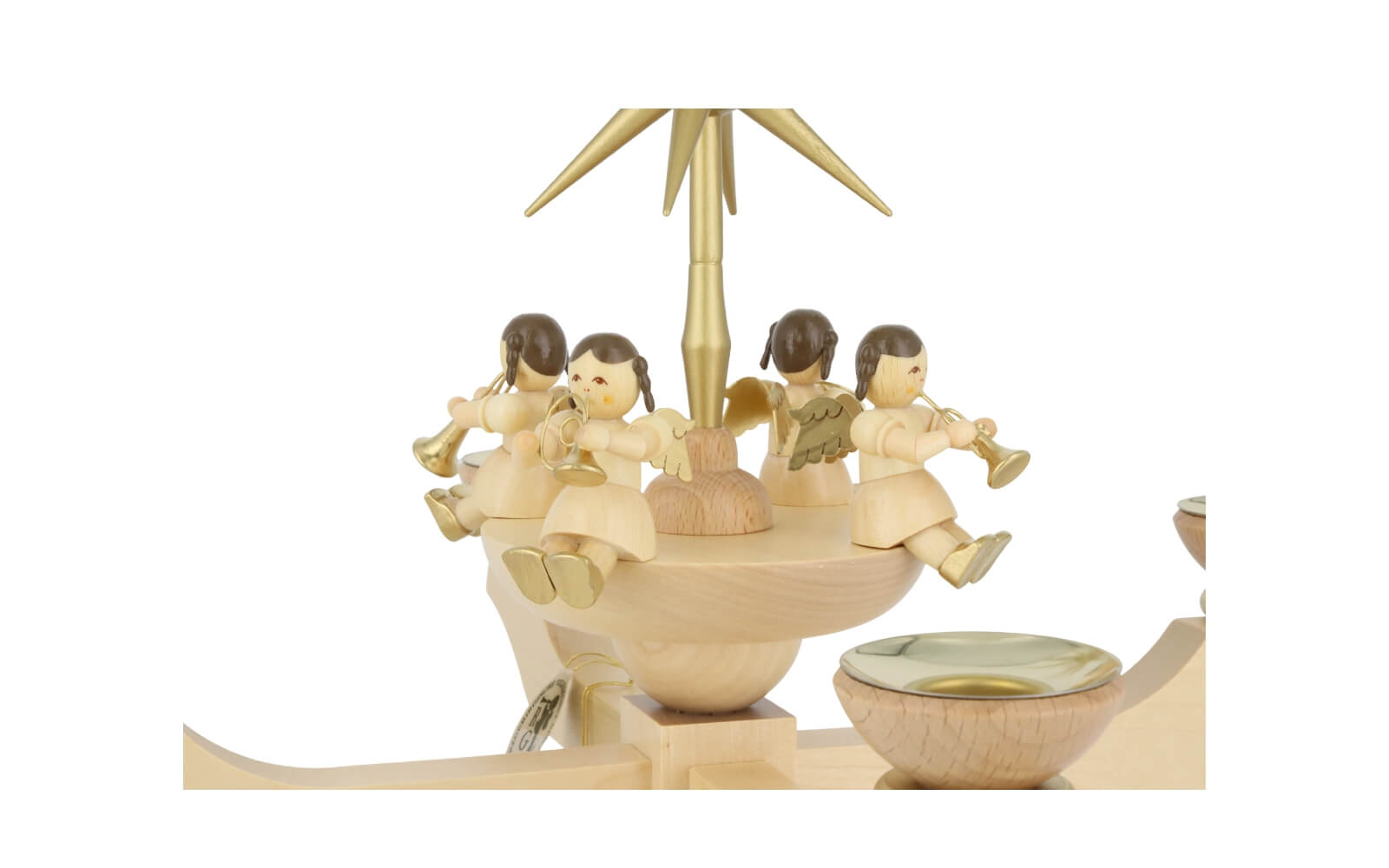 Advent candle holder with Christmas angel, natural, 26 cm / 10,2 inch by Richard Glässer_2