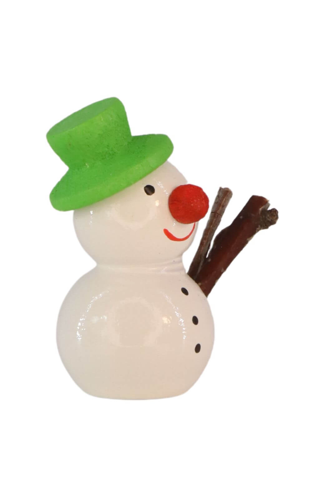 Miniature snowman with green hat, 3 cm by SEIFFEN.COM_2