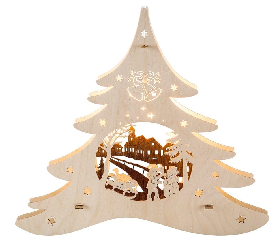 Beleuchtetes Fensterbild Tannenbaum Winterspaß von Weigla