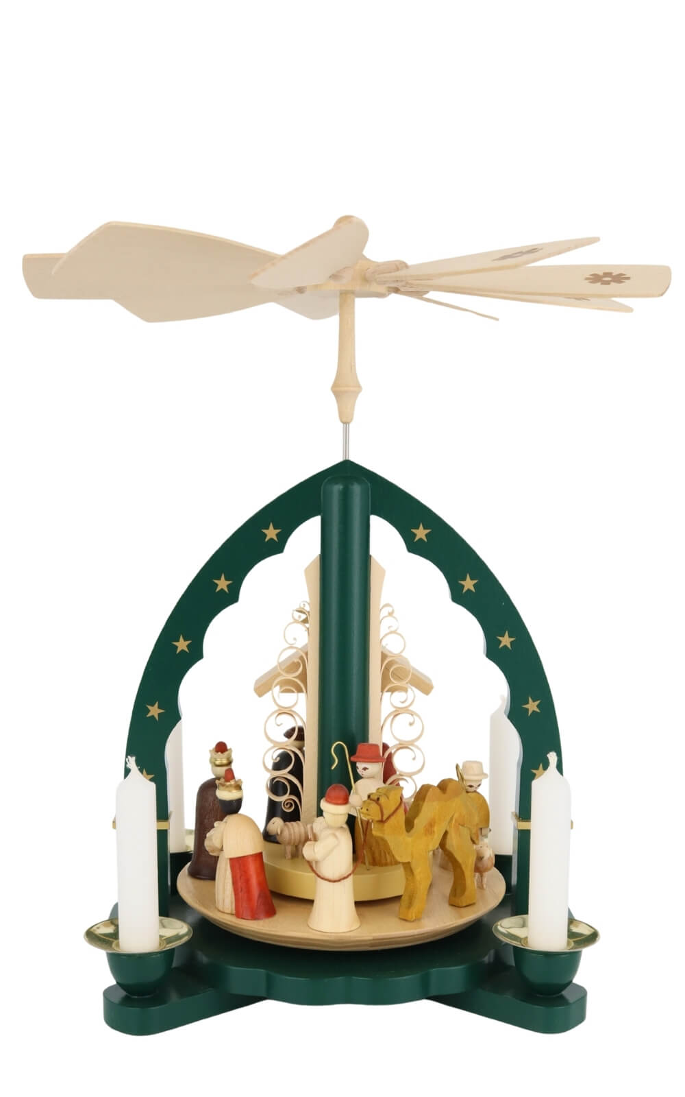 Christmas pyramid Holy Family, green, 27 cm / 10,6 inch by Richard Glässer_6