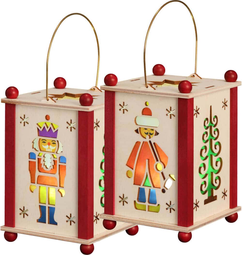 Erzgebirgische lantern with nutcracker & smoking man of Seiffener Volkskunst eG