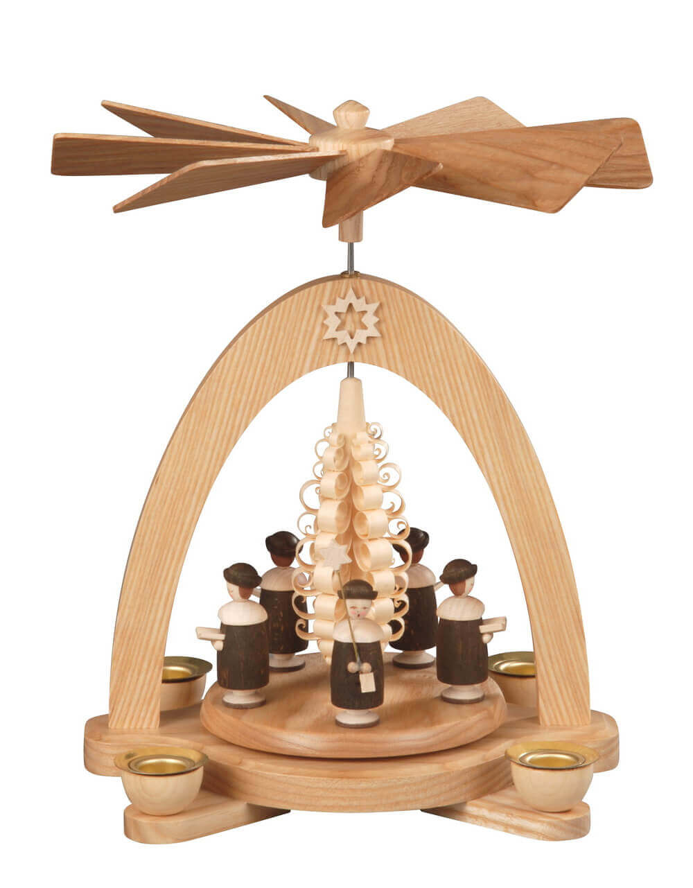 Weihnachtspyramide Kurrende und Spanbaum, natur, 20 cm von Albin Preißler