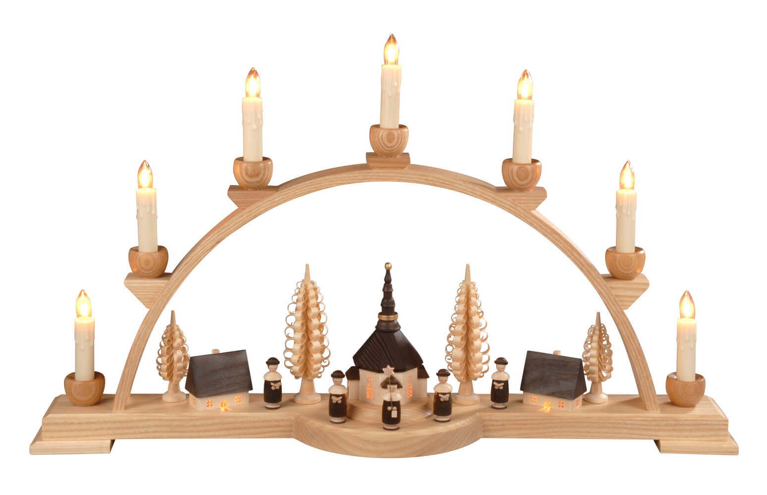 Candle arch with Seiffen village with interior lighting, 60 cm electric by Albin Preißler_pic1
