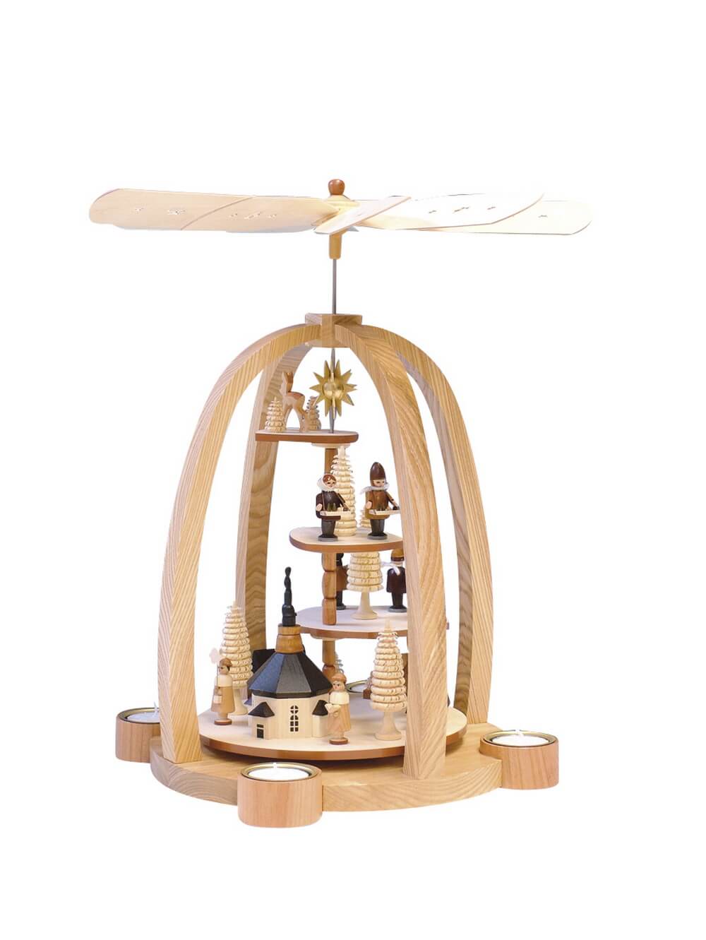 Weihnachtspyramide Seiffener Kirche mit Kurrende, 41 cm von Knuth Neuber