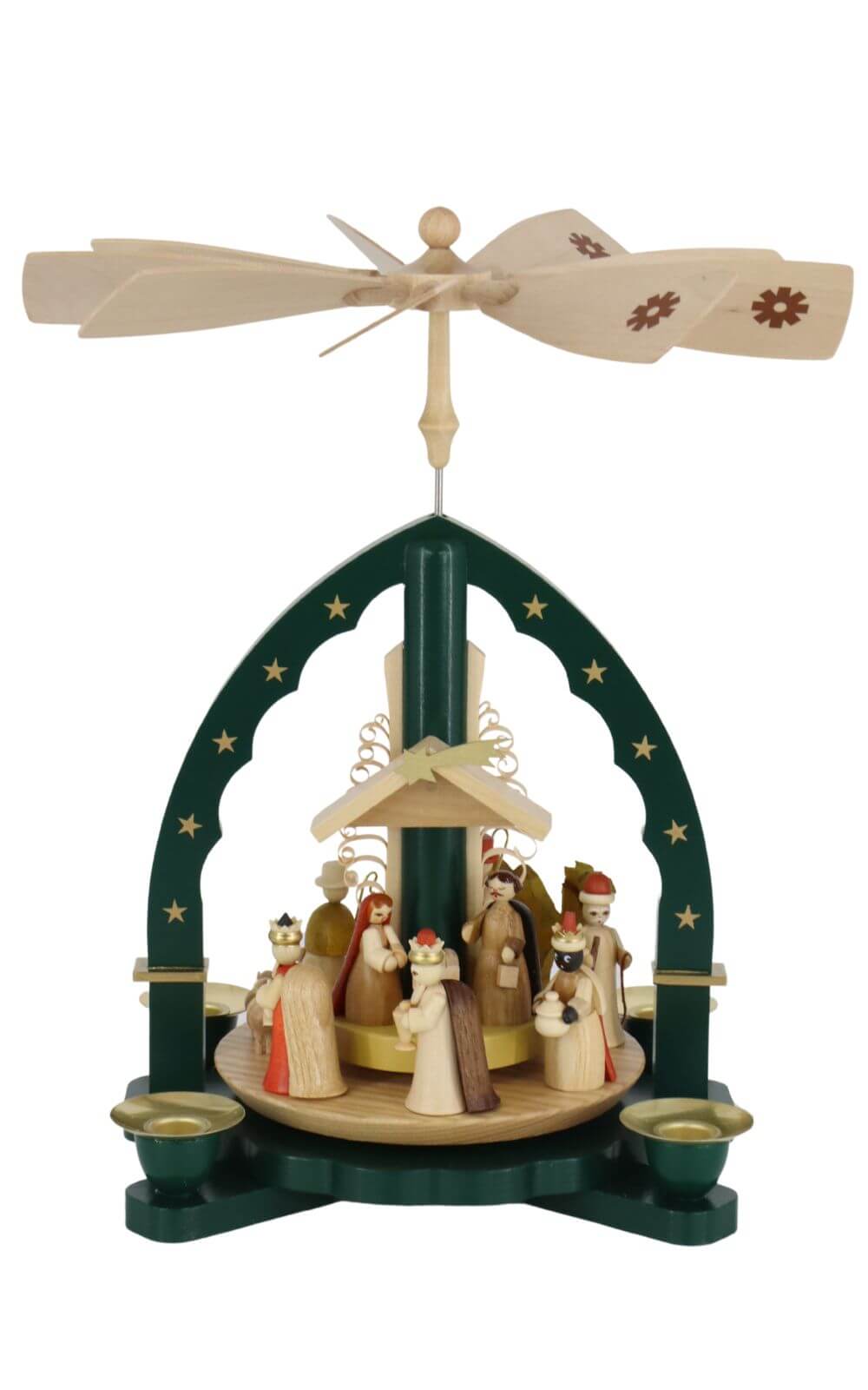 Christmas pyramid Holy Family, green, 27 cm by Richard Glässer_2