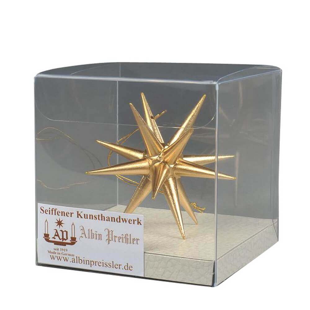 Christbaumschmuck aus Holz, Weihnachtsstern gold, 7 cm von Albin Preißler