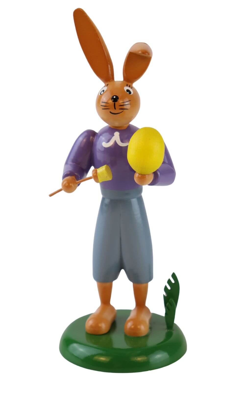Osterhase mit Pinsel und Ei, 12 cm von Holzkunst Gahlenz