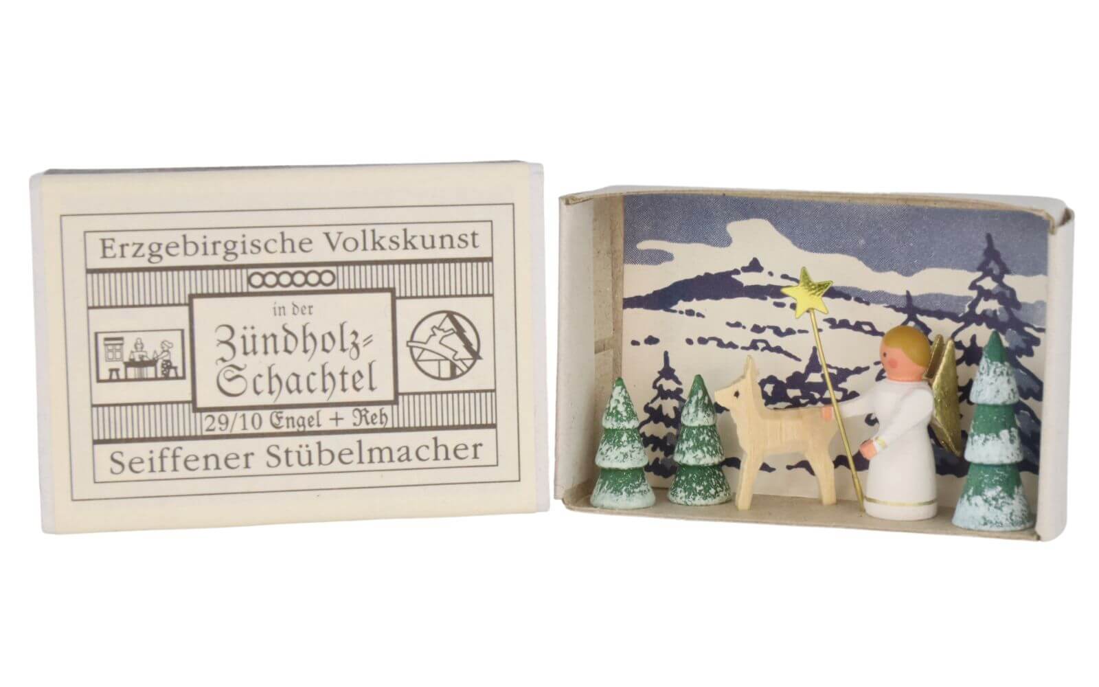 Matchbox angel with deer by Gunter Flath