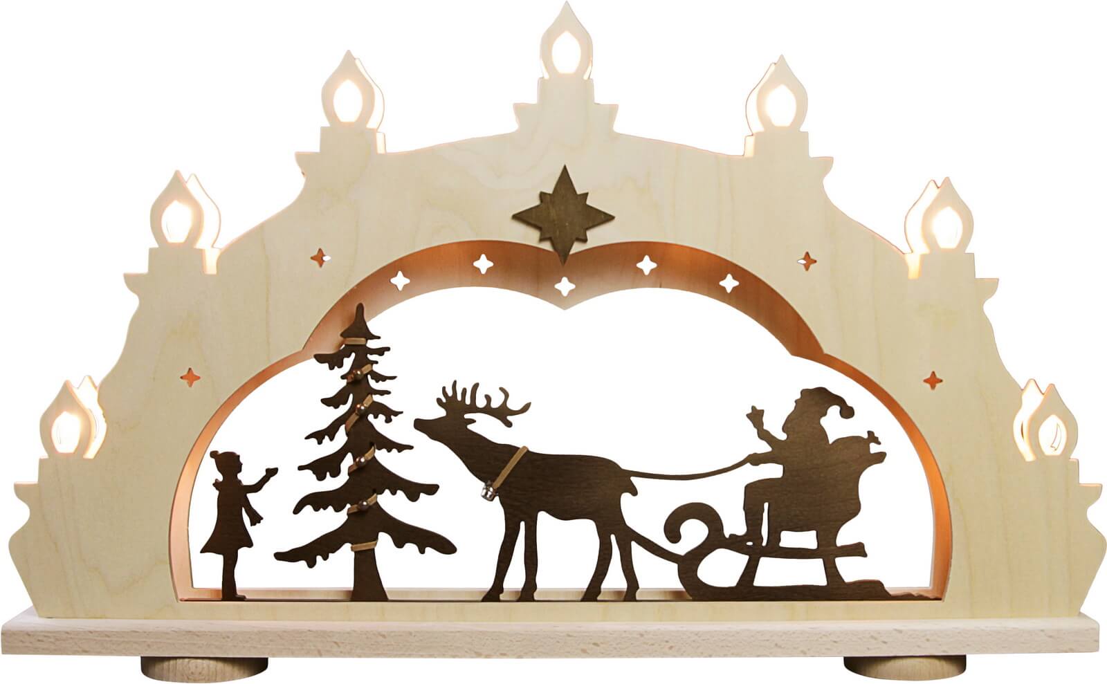 Schwibbogen Rustikal Weihnachtsmann auf Schlitten von Weigla