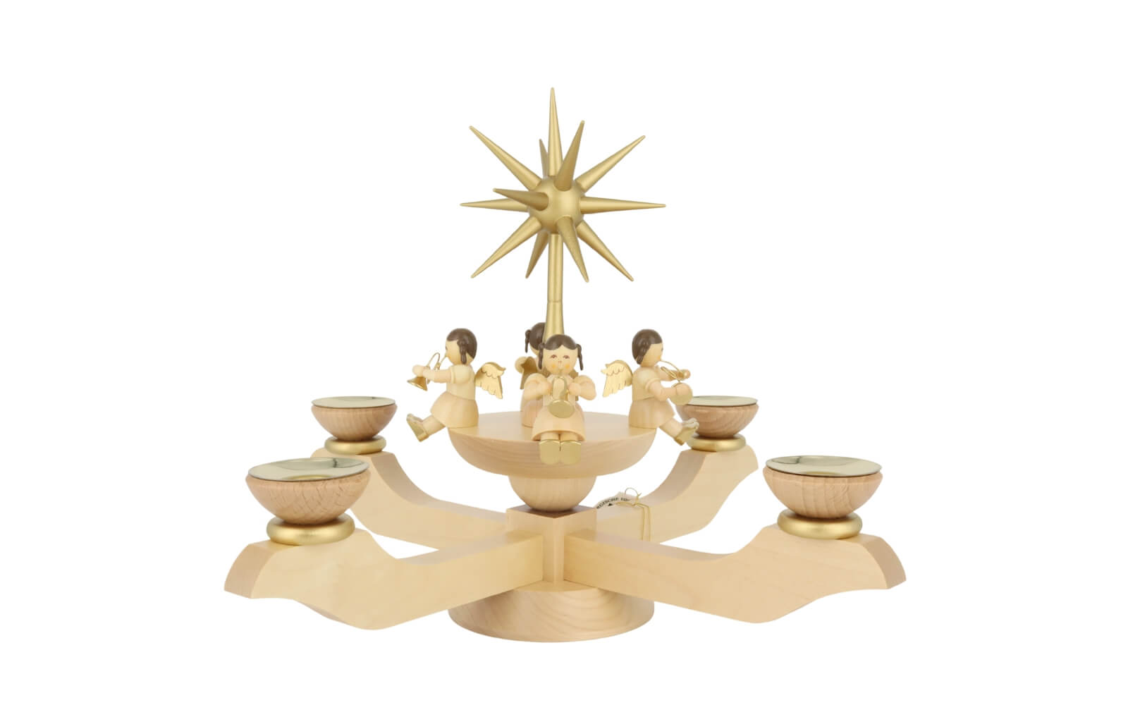 Advent candle holder with Christmas angel, natural, 26 cm / 10,2 inch by Richard Glässer_1