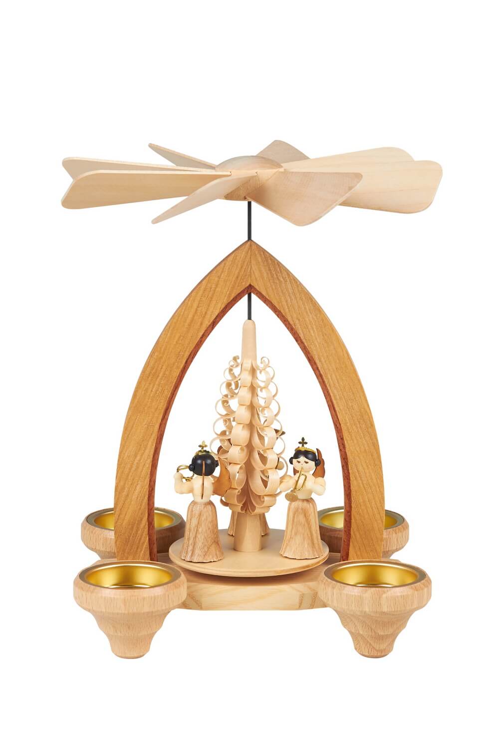 Teelichtpyramide mit Faltenrockengel, 26 cm, Heinz Lorenz Olbernhau/ Erzgebirge_Bild1