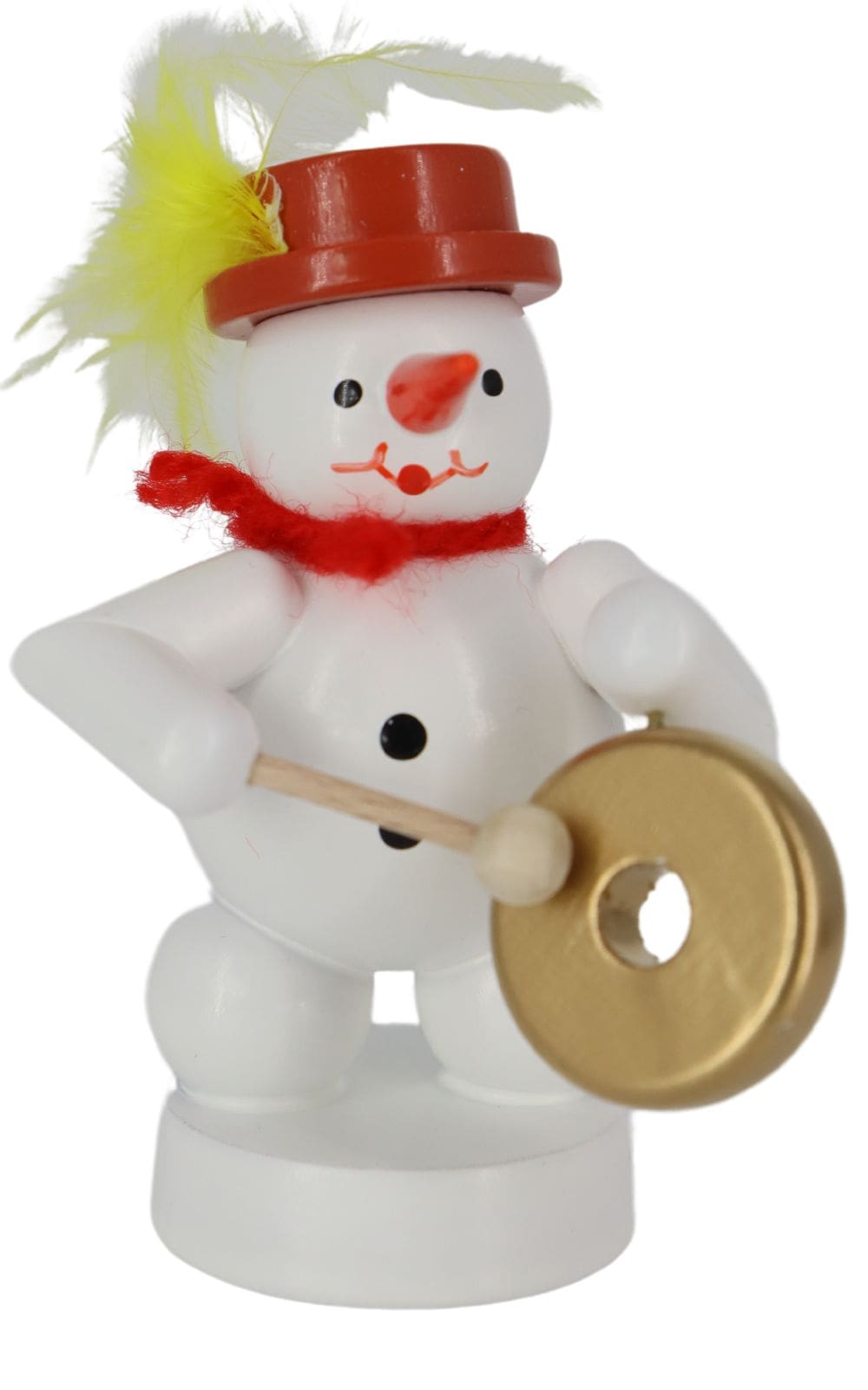 Miniatur Schneemann Musikant mit Gong, farbig, 8 cm von Ralf Zenker