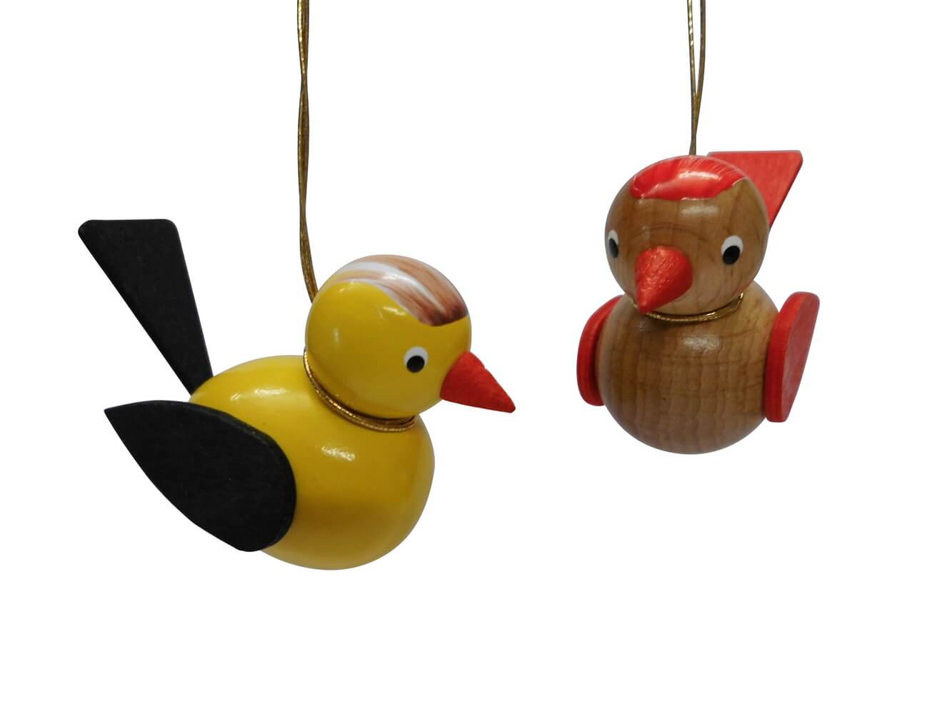 Vögel zum Hängen, 2 Stück, gelb/braun von SEIFFEN.COM