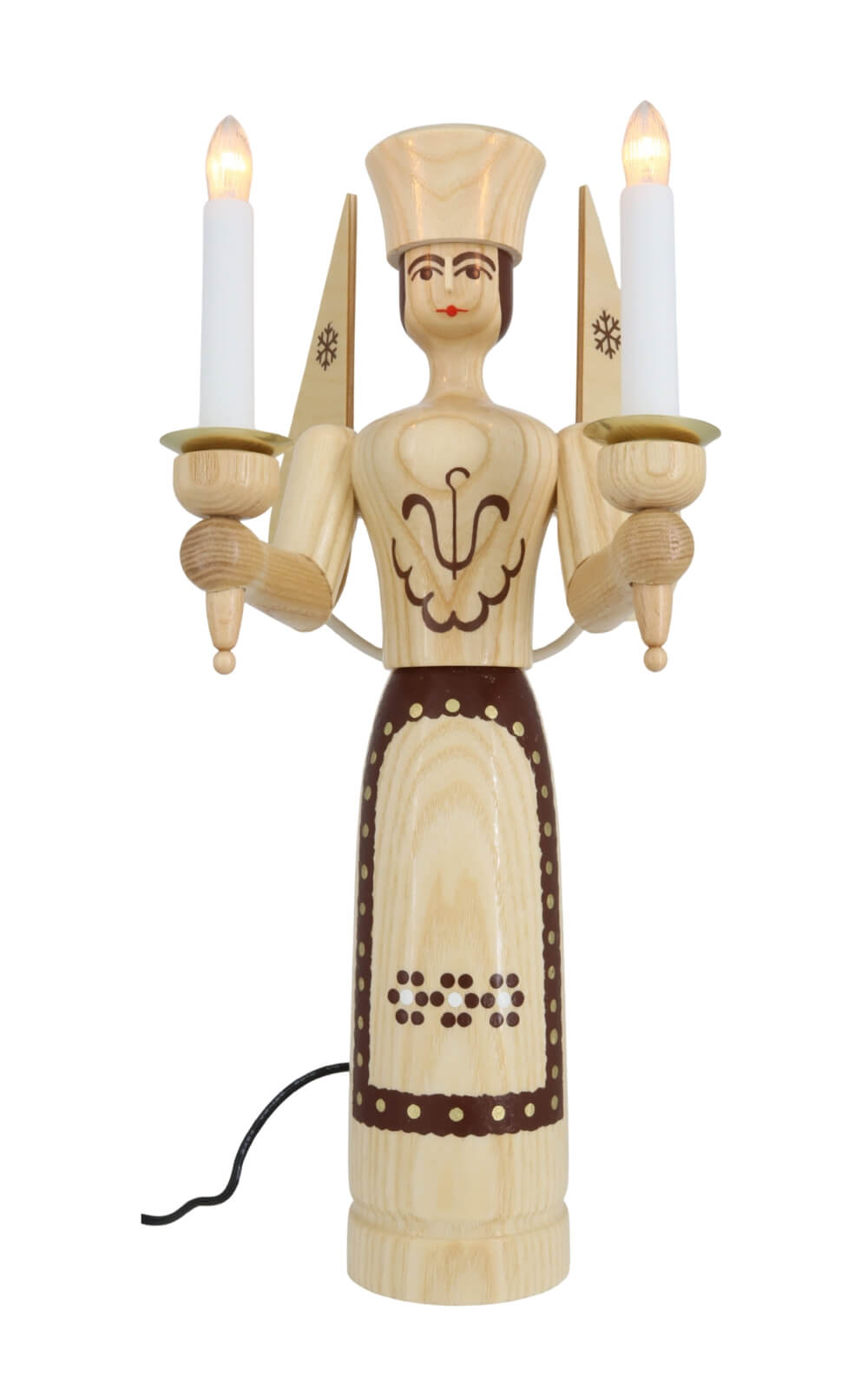 Engel und Bergmann mit Bauchlampe, 38 cm, elektrisch beleuchtet, natur von SEIFFEN.COM_6
