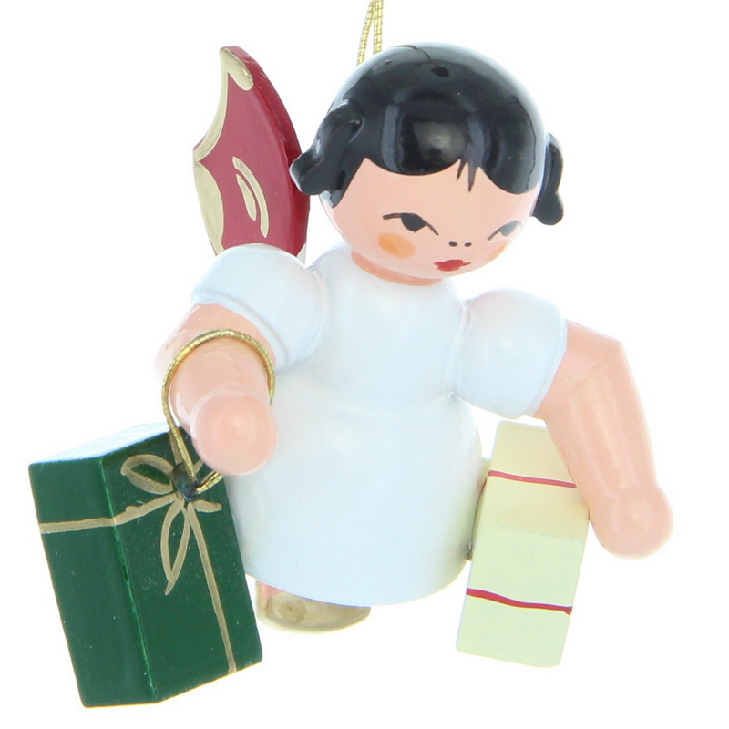Hovering angel with 2 gifts and red wings by Figurenland Uhlig GmbH