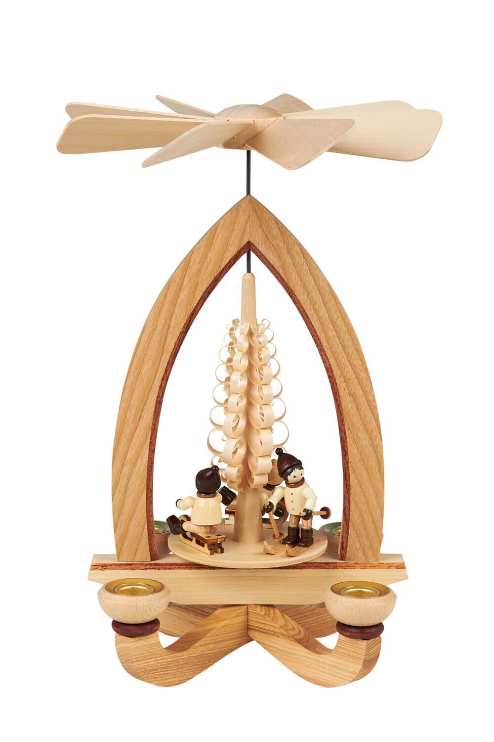 Weihnachtspyramide mit Winterkinder (4,5 cm), natur, 28 cm, Heinz Lorenz Olbernhau/ Erzgebirg_Bild1