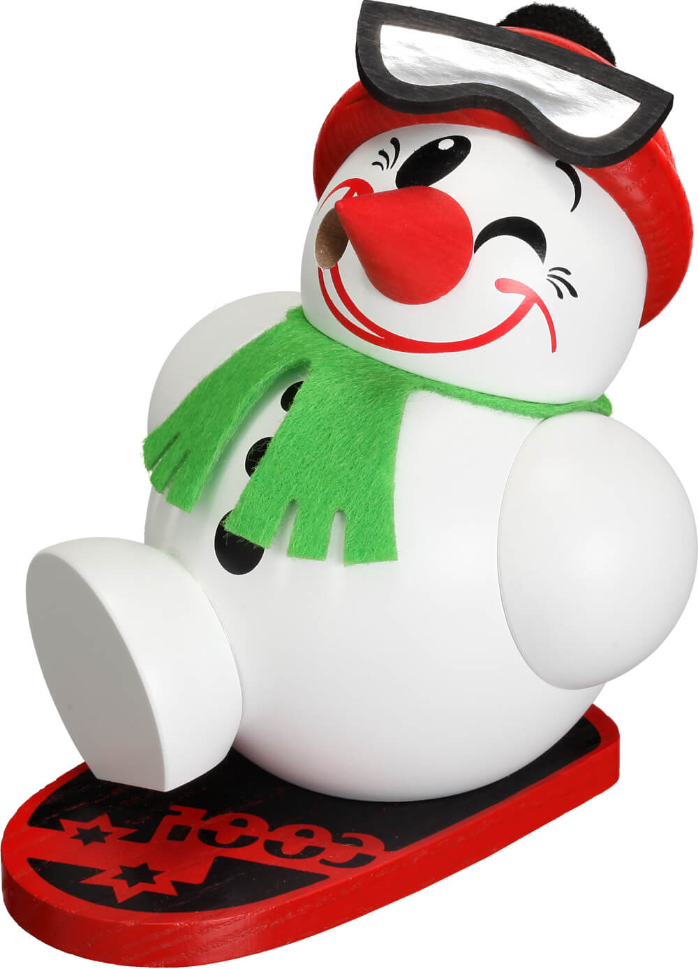 Smoking man - ball smoking man Cool-Man with snowboard by Seiffener Volkskunst eG