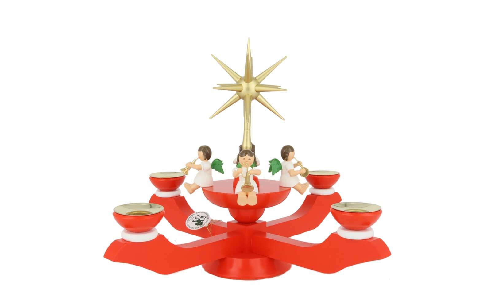 Advent candle holder with Christmas angel, red by Richard Glässer_2