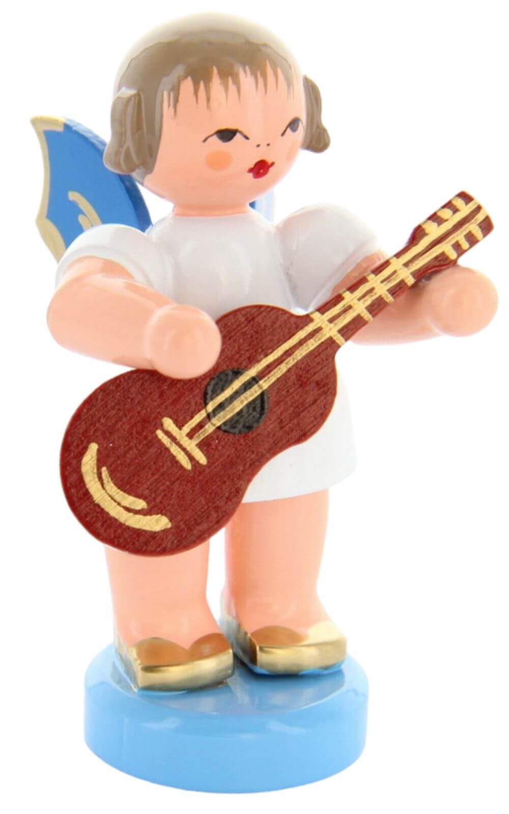 Christmas angel standing with guitar and blue wings by Figurenland Uhlig GmbH