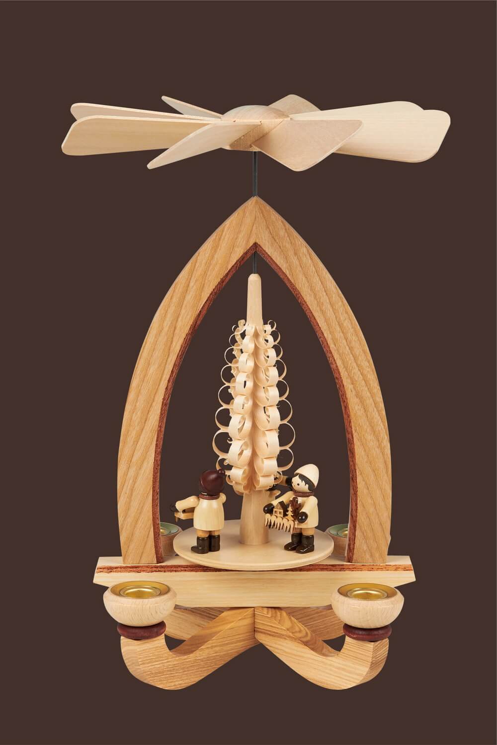 Weihnachtspyramide mit Striezelkinder, natur, 28 cm, Heinz Lorenz Olbernhau/ Erzgebirge_Bild2
