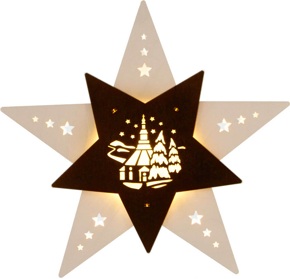 LED window picture star with Seiffen church by Weigla