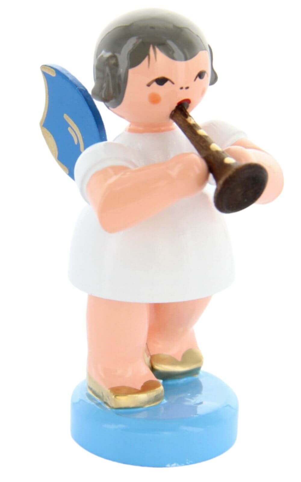 Christmas angel standing with flute and blue wings by Figurenland Uhlig GmbH