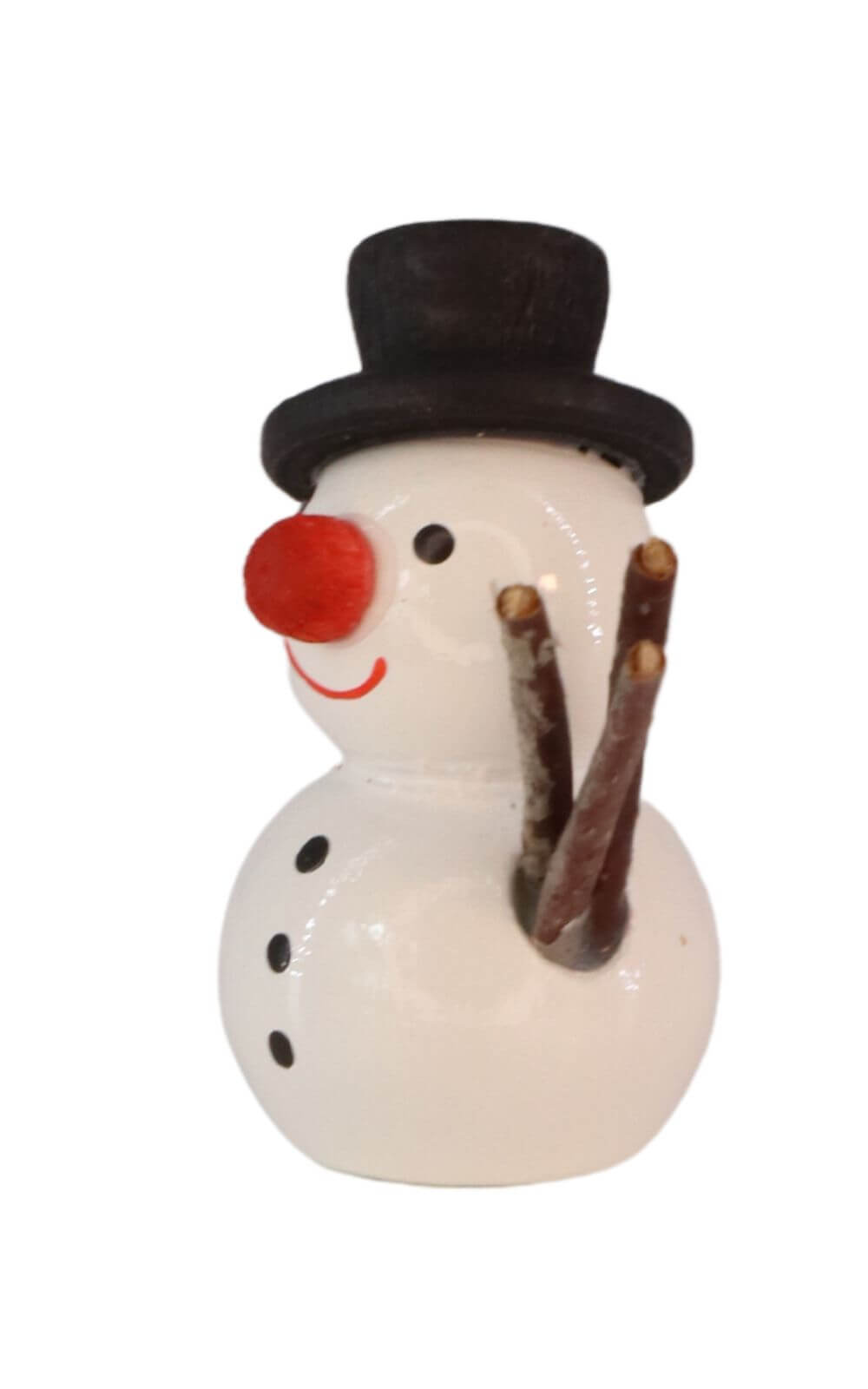 Miniature snowman with black hat, 3 cm by SEIFFEN.COM_2