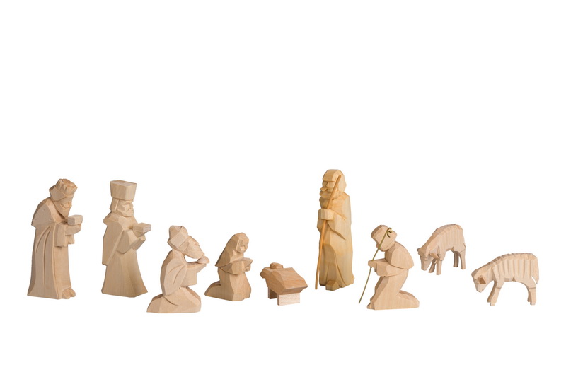 Holy Family, 9 part, carved, natural by SEIFFEN.COM