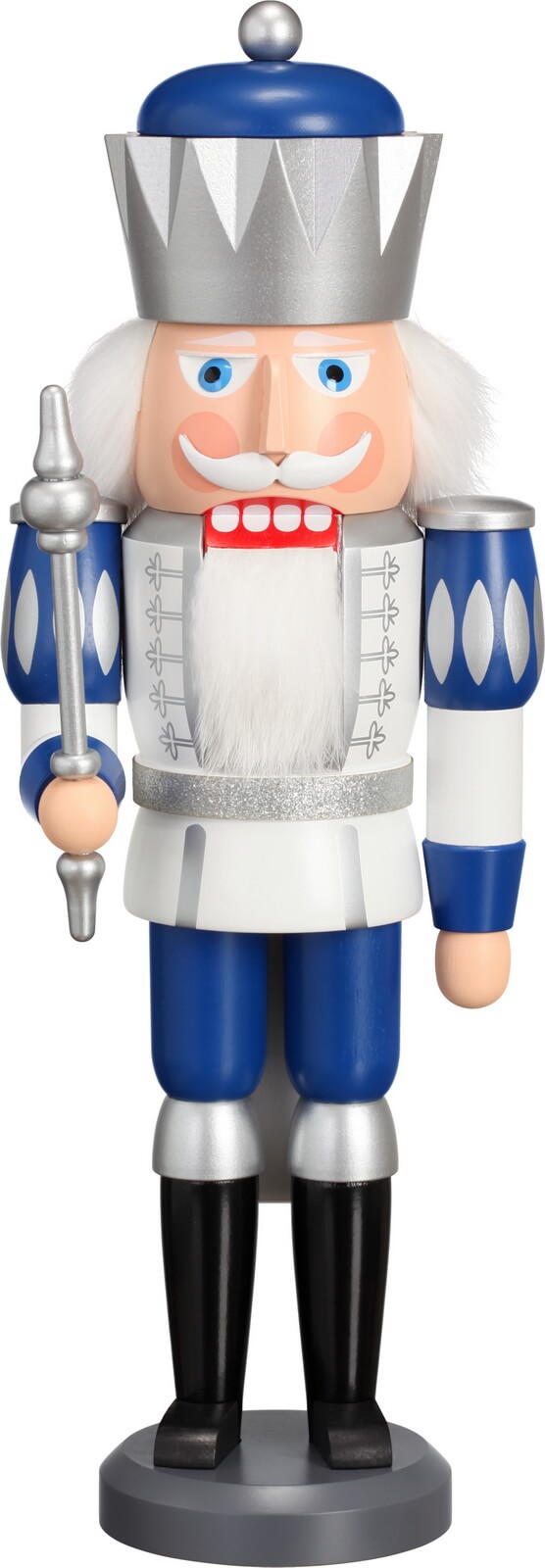 Nussknacker König Exklusiv weiß-silber-blau, 40 cm von Seiffener Volkskunst eG