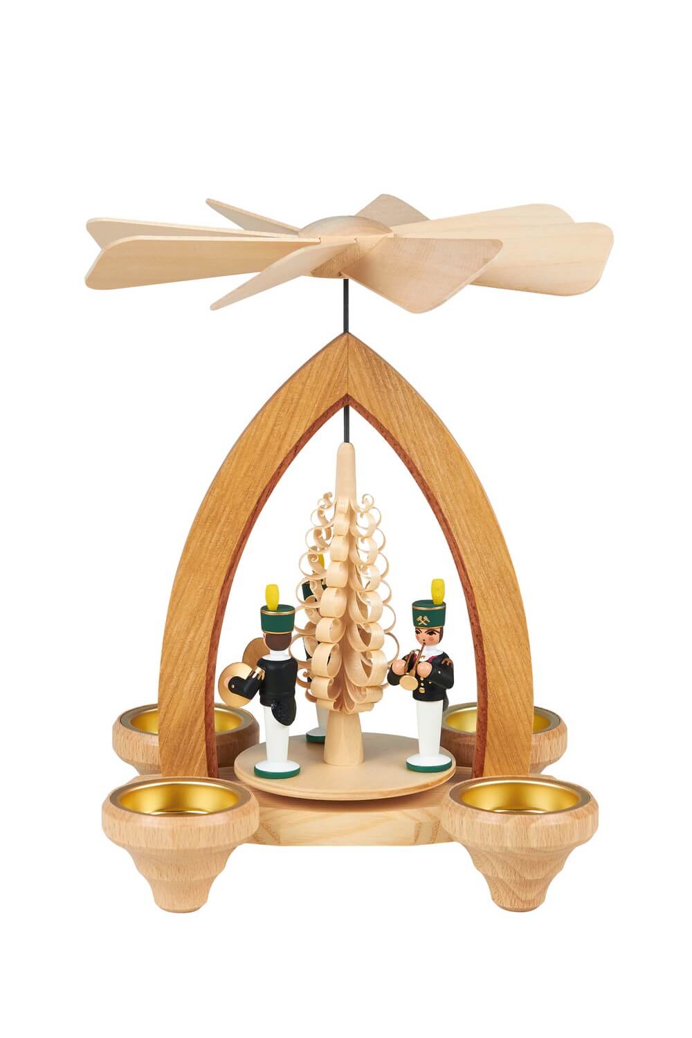 Christmas pyramid for tea lights miners, coloured, 26 cm by Heinz Lorenz_1