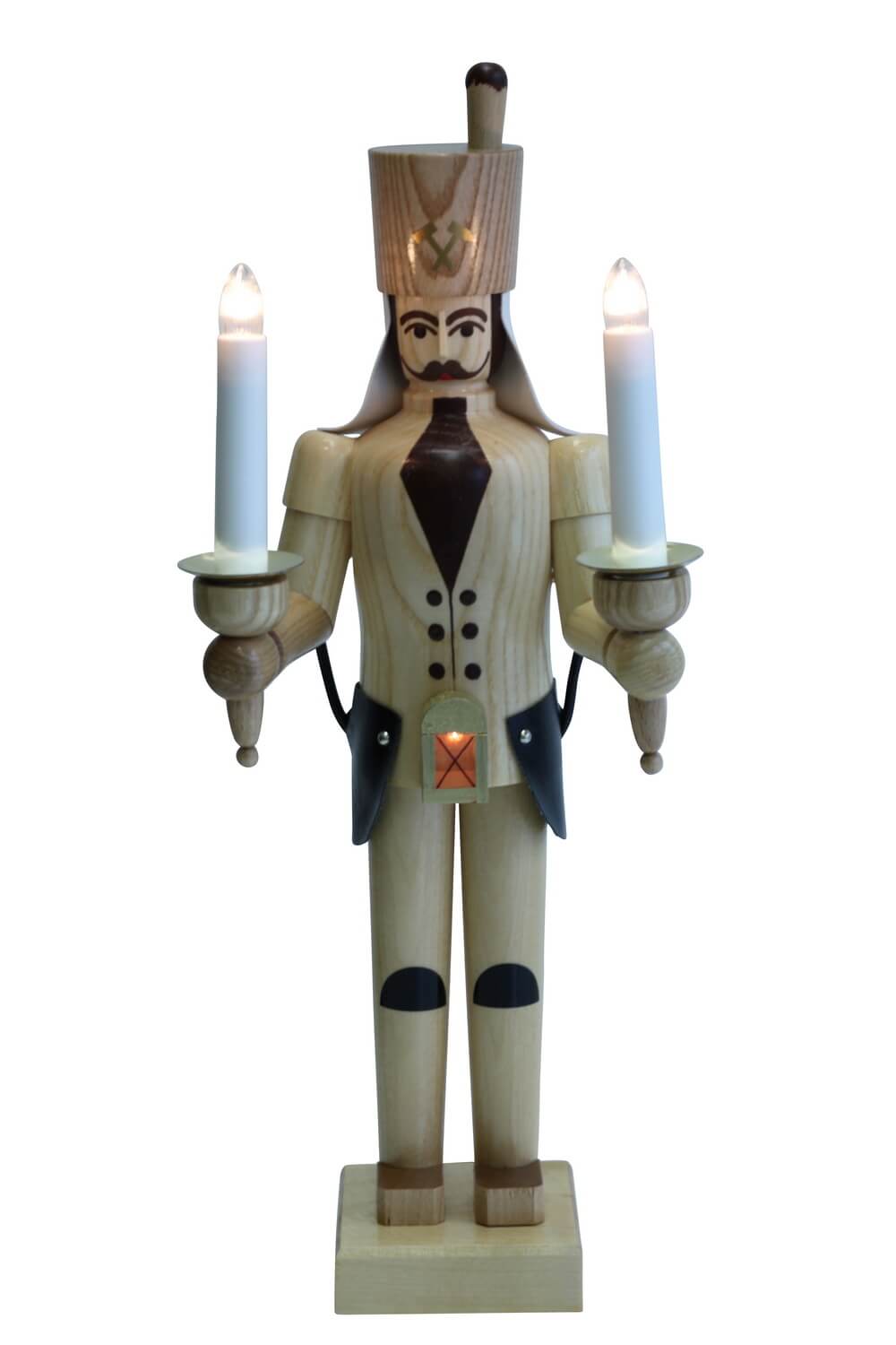 Bergmann aus Holz, 38 cm, natur elektrisch beleuchtet von SEIFFEN.COM