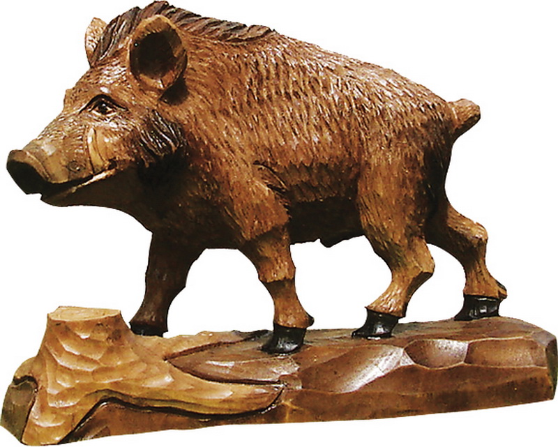 Wildschwein, geschnitzt und gebeizt, 17 cm von Schnitzkunst aus dem Erzgebirge