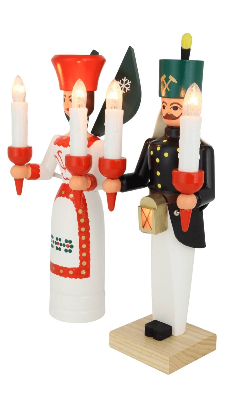 Engel und Bergmann aus Holz, 26 cm, bunt, elektrisch beleuchtet von SEIFFEN.COM_3