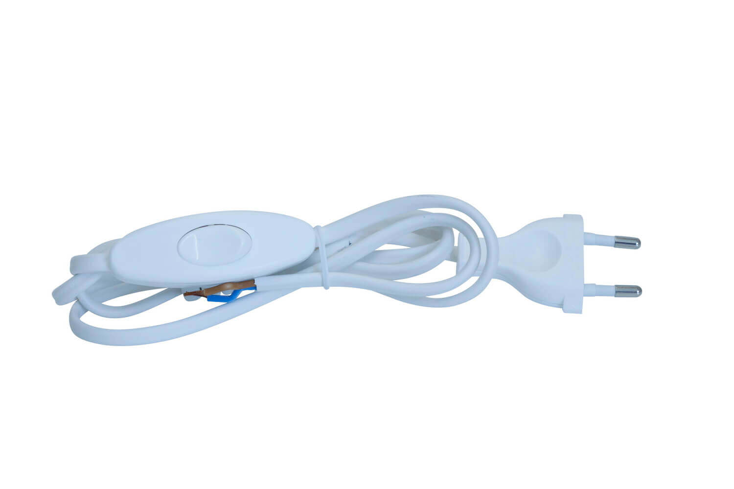 Switch cable, white 1.5 m with Euro flat plug