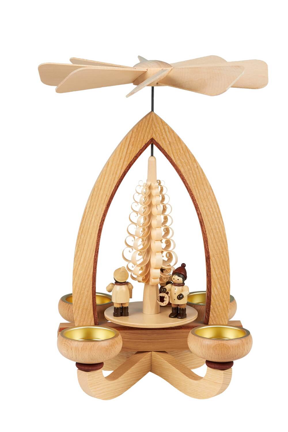 Teelichtpyramide mit Lampionkinder, 28 cm, Heinz Lorenz Olbernhau/ Erzgebirge_Bild1