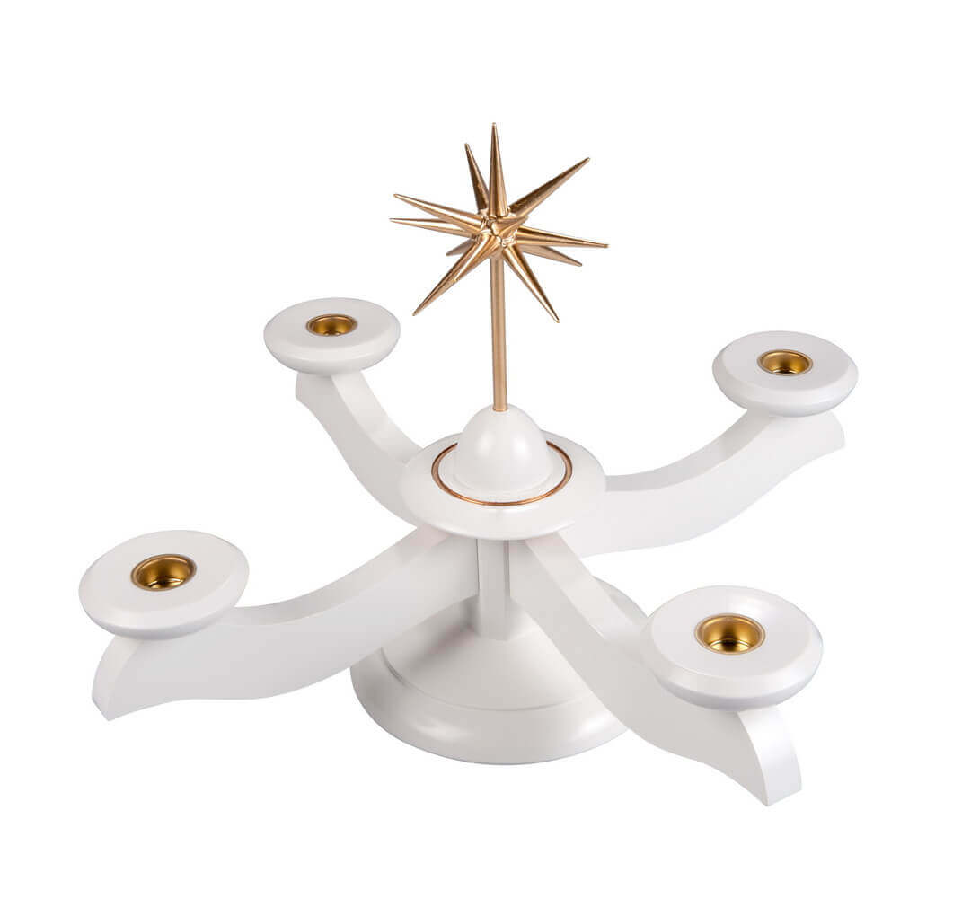 Adventsleuchter in weiß mit goldenem Weihnachtsstern von Albin Preißler