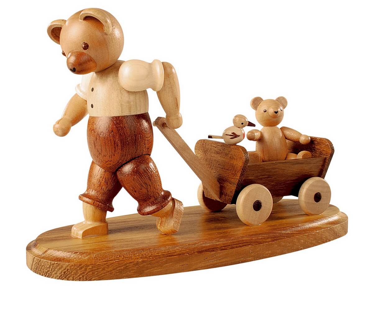 Father bear with child on handcart by Müller Kleinkunst