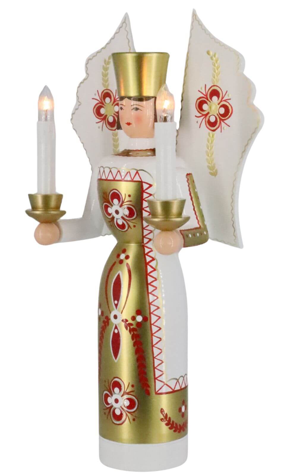 Christmas angel white - gold, 36 cm, electrically illuminated by Holzkunst Gahlenz_3