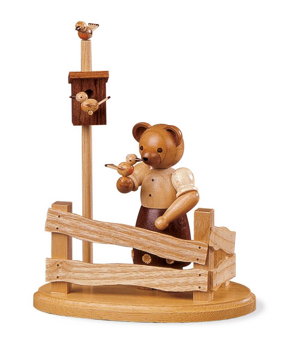 Teddy - Bear woman at the garden fence, 14 cm, natural by Müller Kleinkunst