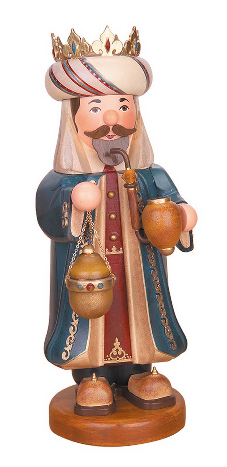 Smoking man holy three kings Balthasar, 35 cm by Hubrig Volkskunst