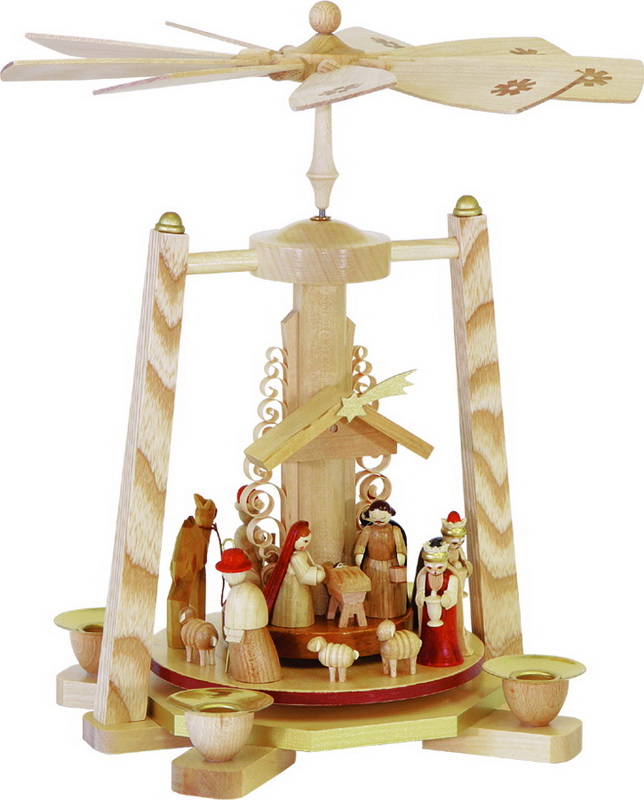 Christmas pyramid with Nativity, natural, 29 cm by Richard Glässer_1