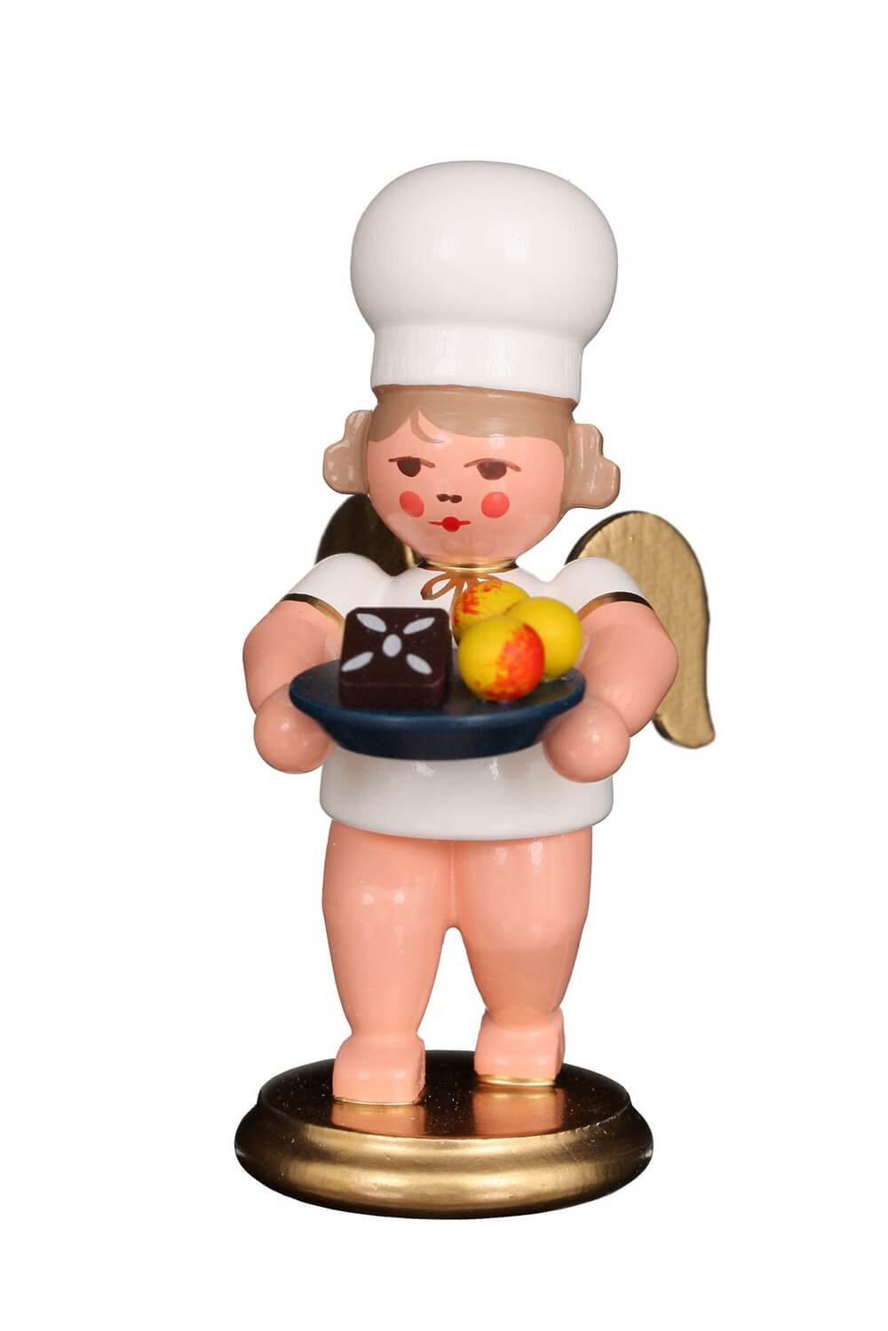 Christmas angel - Baker's angel with Christmas plate, 8 cm, colored by Christian Ulbricht