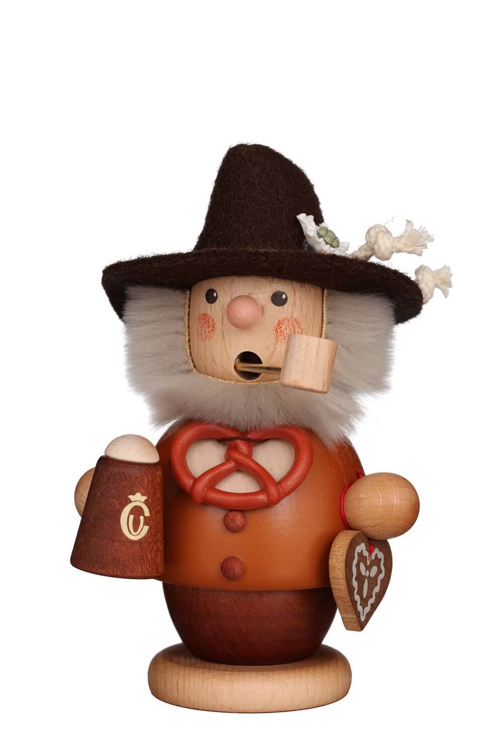Smoking man Bavarian, natural, 14 cm by Christian Ulbricht