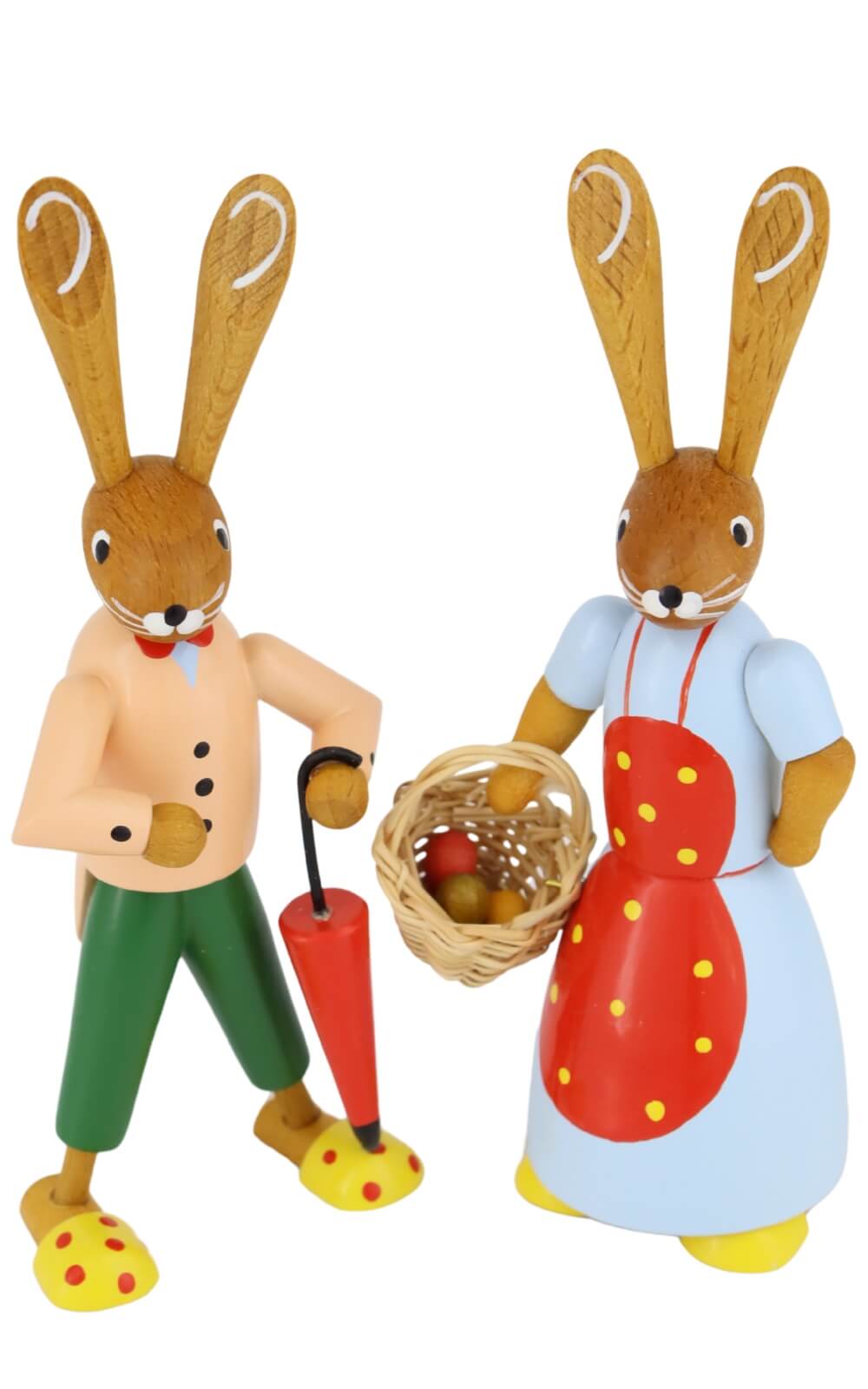 Osterhasenpaar mit Korb und Schirm, 12 cm von Volker Zenker_3