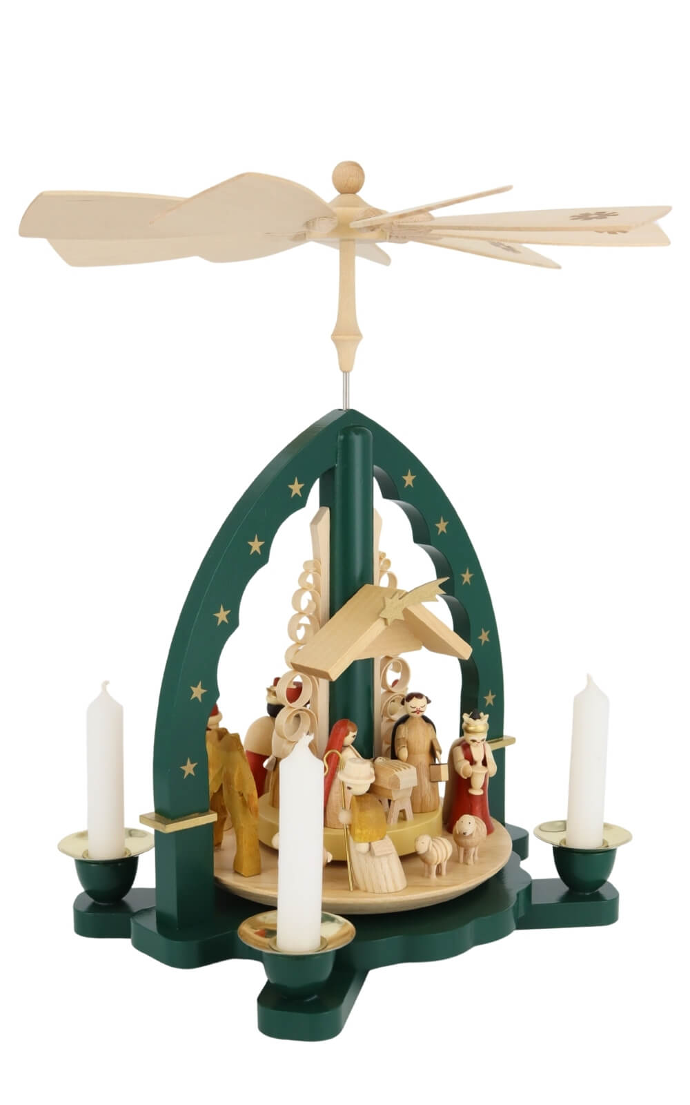 Christmas pyramid Holy Family, green, 27 cm / 10,6 inch by Richard Glässer_2