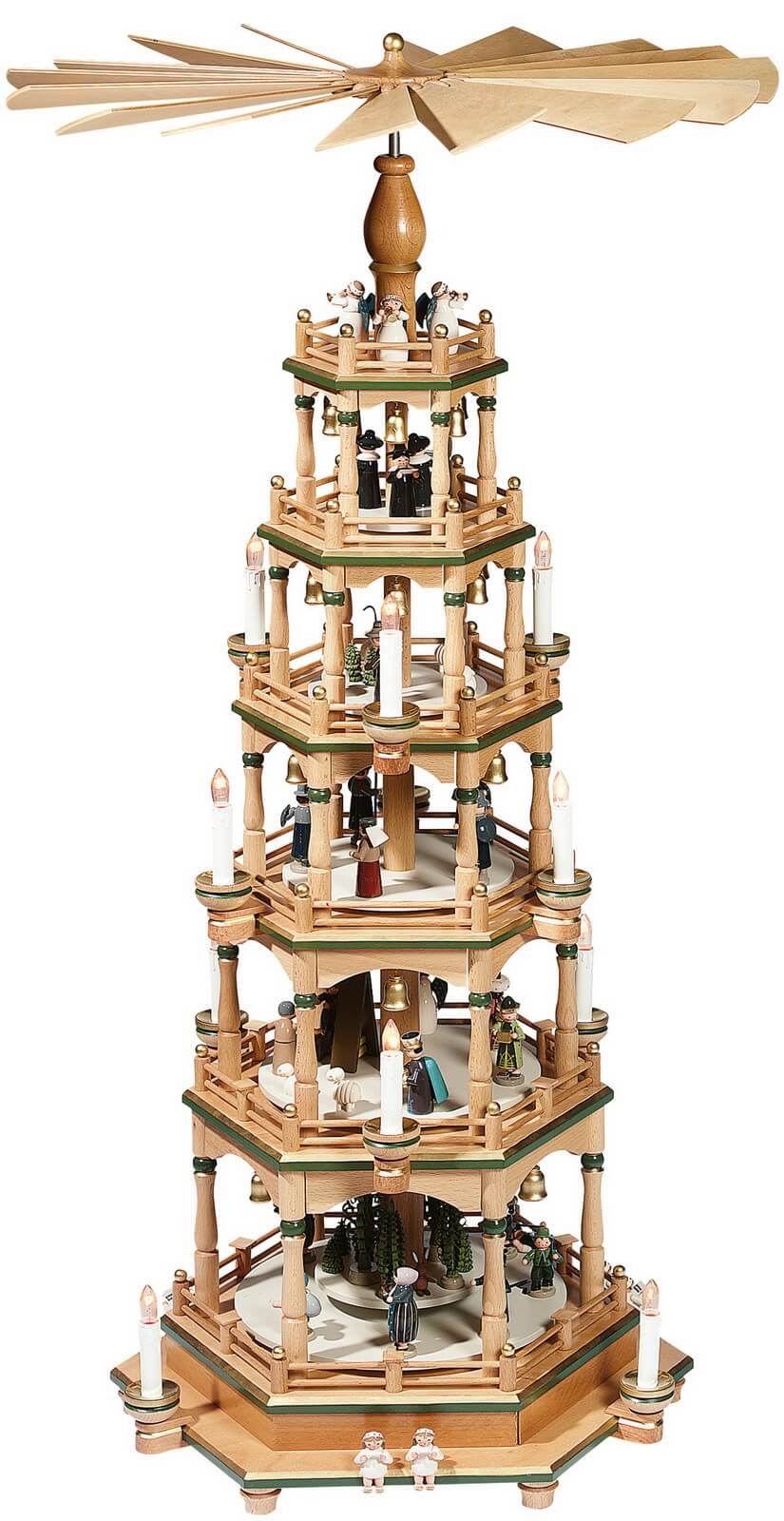 Pyramide Weihnachtsgeschichte, 6 - stöckig, natur - grün, 106 cm von KWO