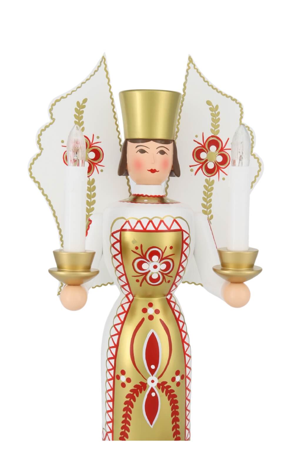 Christmas angel white-gold, 36 cm, electrically illuminated by Holzkunst Gahlenz_4