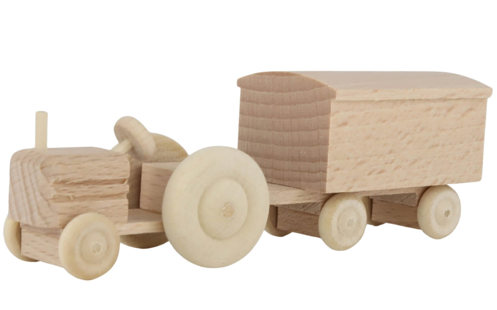 Wooden car - Tractor with box trailer, natural by Robbi Weber_1